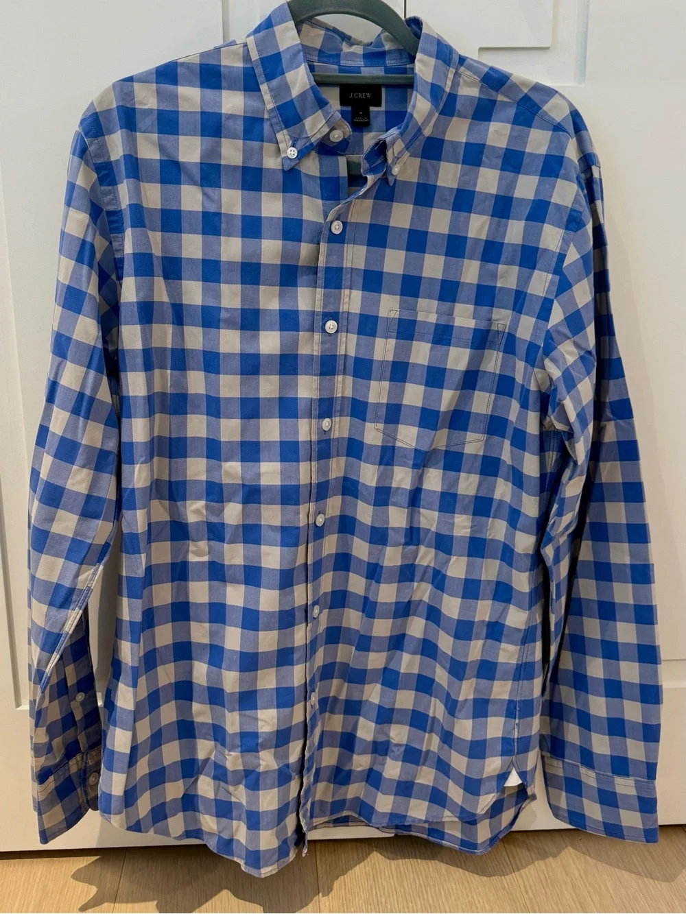 J. Crew Blue and White Gingham Button-Down Shirt